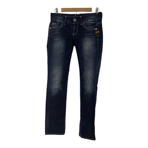 G-Star Lynn Straight Dark Blue W28 L32 Women's Jeans Low Rise Denim Stretch - Picture 1 of 8